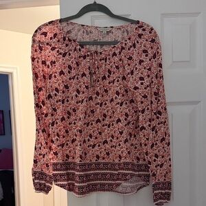 Lucky Brand Floral Print Blouse - Pink and Purple